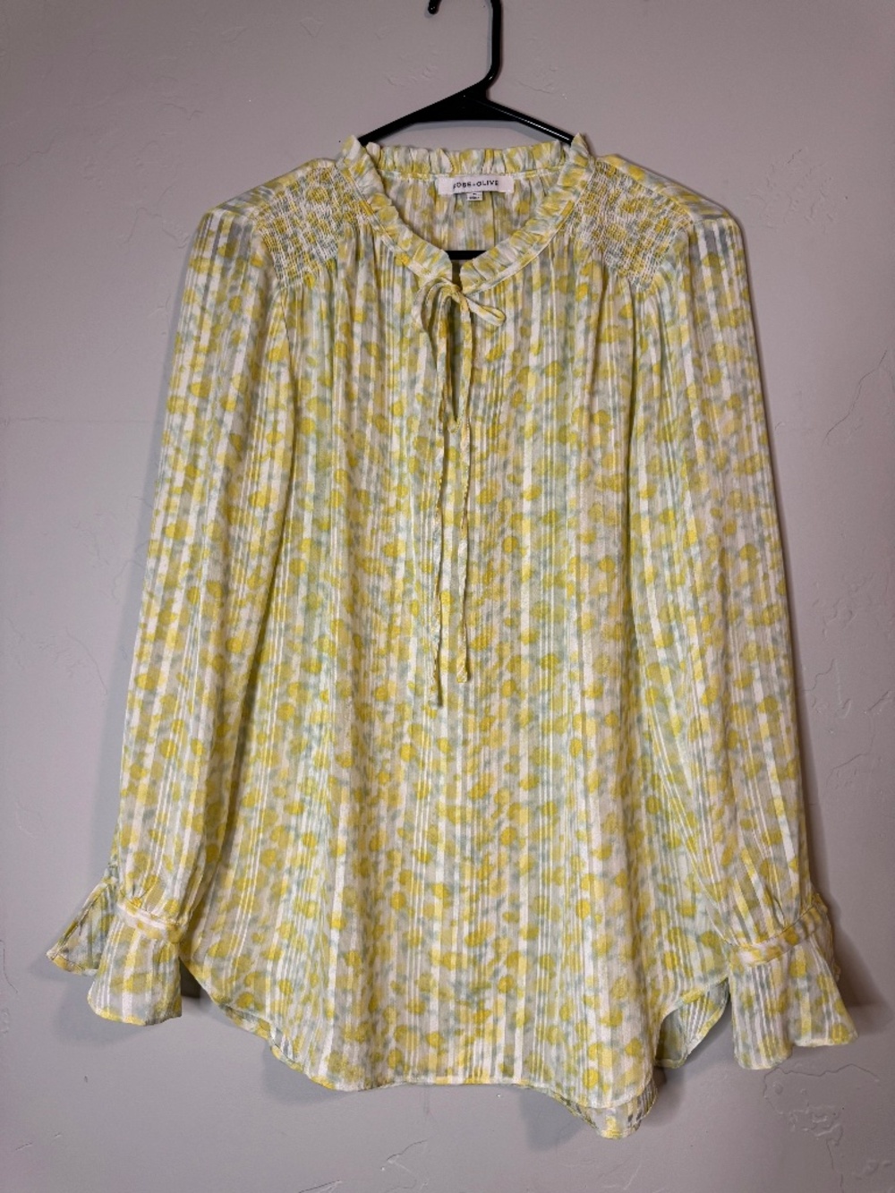 Rose & Olive yellow and white long sleeve blouse